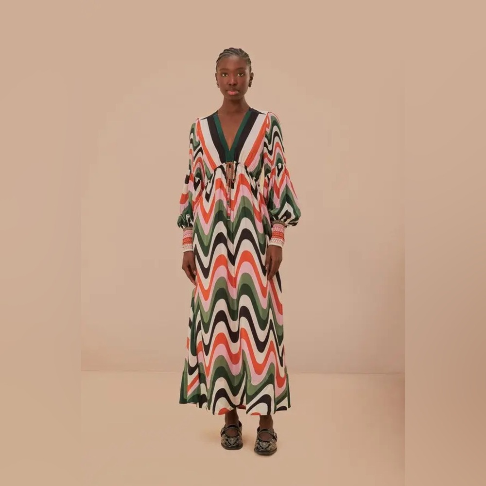 FARM Rio Wave Gradient Maxi Dress Size M EUC